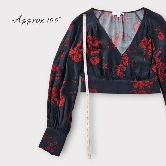 Marissa Webb Collective Navy Floral V-neck Blouse - Picture 11 of 15